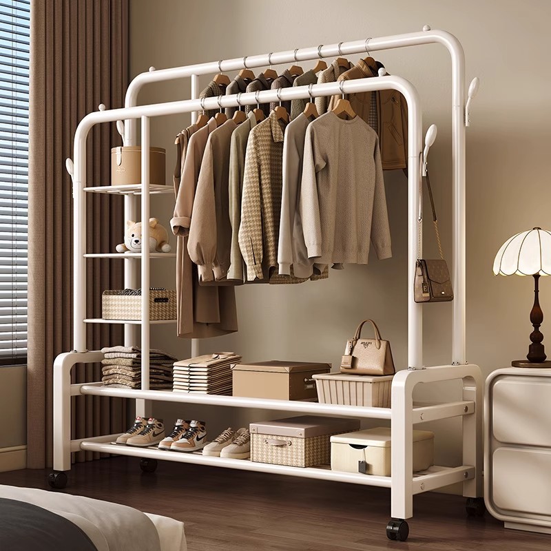 Clothes Drying Rack Floor-Standing Home Bedroom Dormitory Outdoor Balcony Clothes Drying Rod for Drying Quilts and Hanging Clothes Simple Coat Rack