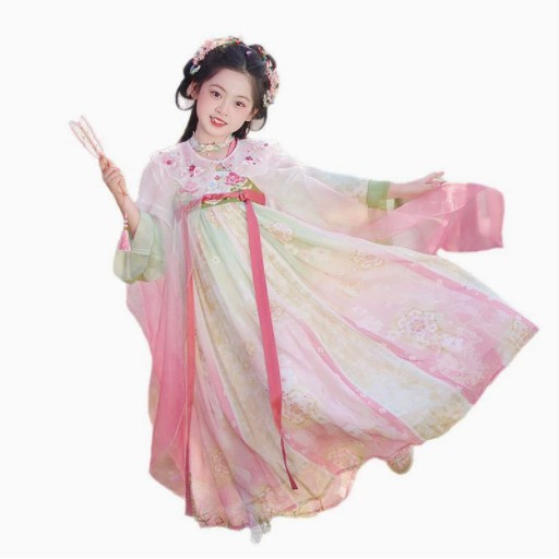 预售2025春秋新款女童汉服飘逸超仙中国风古装花神日常唐装连衣裙|undefined