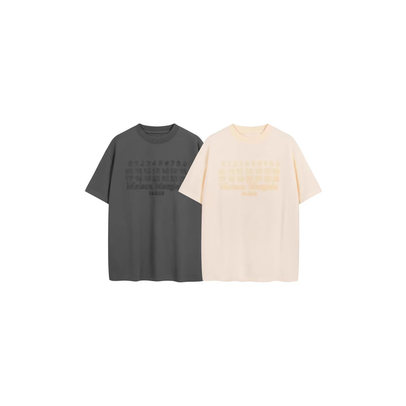 Cross-Border Trendy Brand Maison Margiela, Full Label Embroidered Digital Logo, Pure Cotton Pullover Short-Sleeve T-Shirt