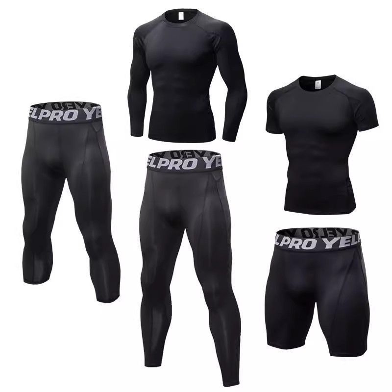 Men's black basketball sports elastic quick dry T-shirt