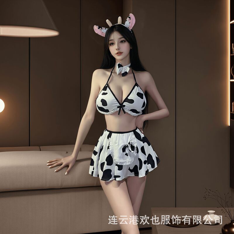 Pure Desire Sexy Hot Passion Bikini Three-Point Cow Suit Sexy Lingerie Role Play Temptation Costume