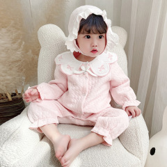 2023 winter new baby printed jumpsuit girls crawling clothes baby bag farts fashion embroidery 2367