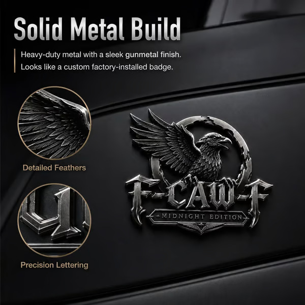 Midnight Edition Metal 3D Car Body Sticker F-Caw-F "Midnight Edition" Metal Emblem