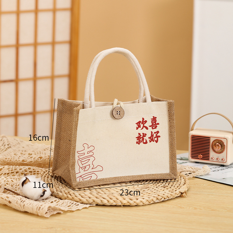 Nuevo bolso de lino estudiante caja de almuerzo ropa de protección del medio ambiente compras bolso ojo bolsa de lino bolso de lona