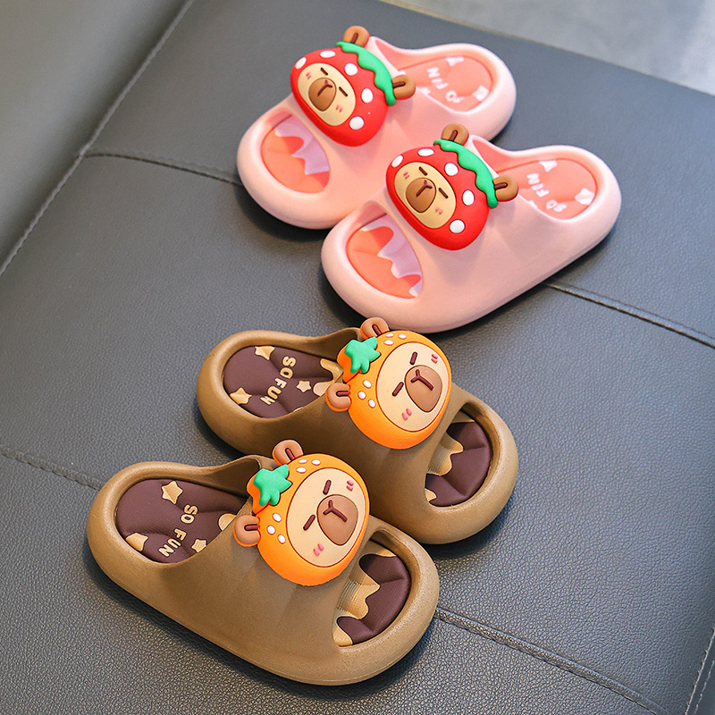 Capibara zapatillas de verano para niños, niños, hombres y mujeres, zapatillas de mierda antideslizante para padres e hijos, zapatillas de primavera para niños mayores y niños.