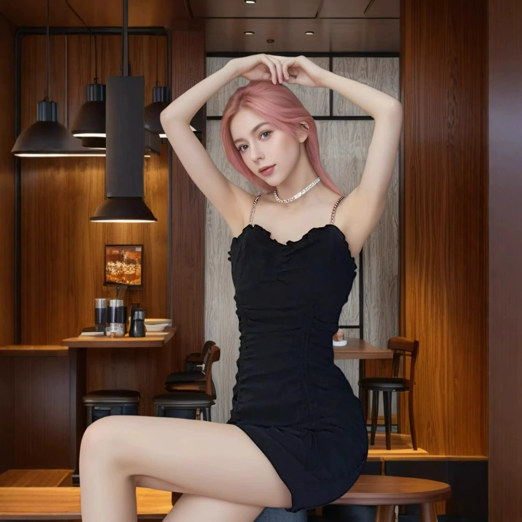 Кросс-бордерное платье-сарафан 2025 года в стиле «чистая страсть», с завязками, складками, облегающее талию и бедра, экспортный стиль