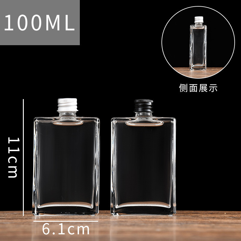 透明なガラスの小さい酒の瓶のアイデアの2両の空の酒の瓶の100mlの125mlの白い酒の瓶のシルクは箔押しのlogoを印刷することができます。|undefined