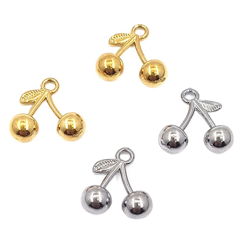 Supply of Stainless Steel Gold-Plated Cherry Pendants, Titanium Steel Cherry DIY Creative Fruit Jewelry Solid Accessories Wholesale
