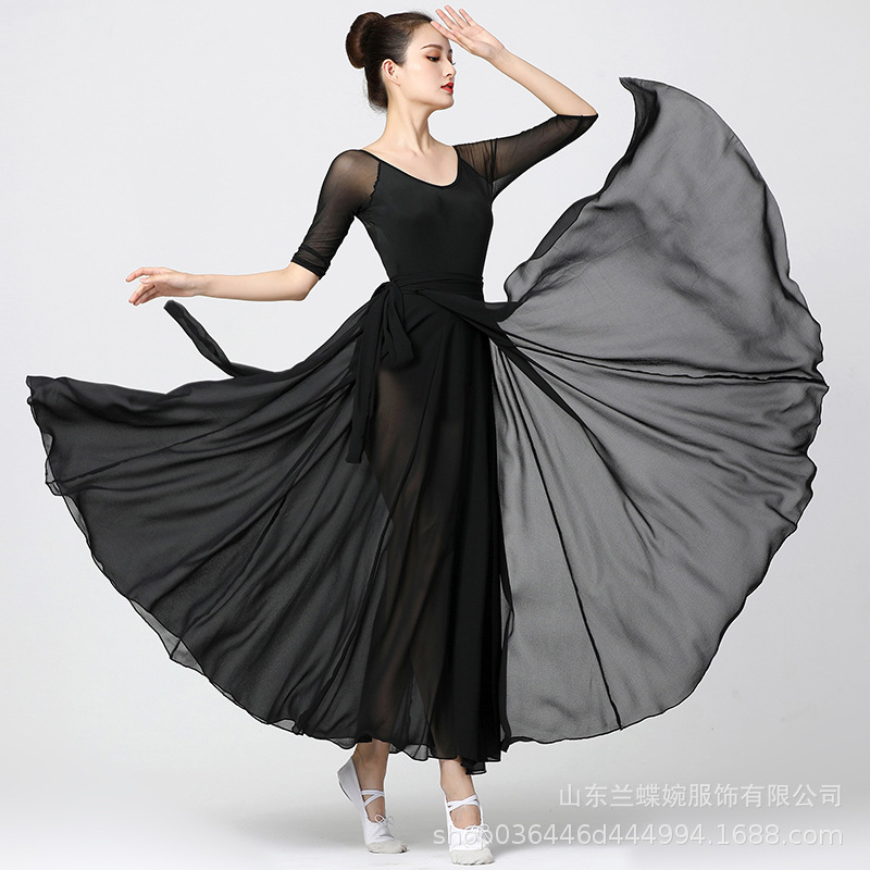 720-degree Chiffon Skirt Women's 2022 Spring, Summer and Autumn Red Xinjiang Dance Skirt Square Dance Beach Long Skirt