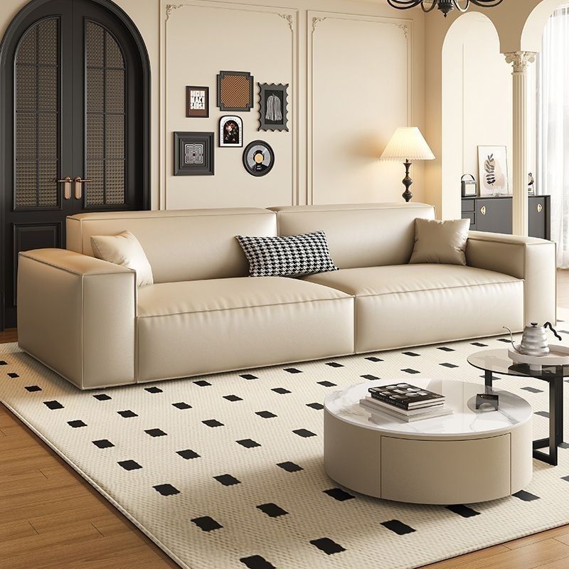 High-End Minimalist Cream-Style Tofu Block Sofa for Small Households, Simple Modern Straight-Row Sofa for Living Room, Trendy Model
