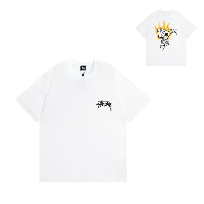 国境を越えた卸売りstyスチュアート黒8クラシック24ss半袖純綿夏ゆるいtシャツ男女同金|undefined
