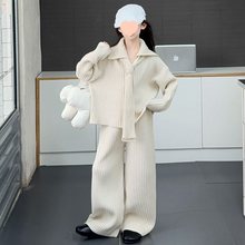 女童针织毛衣套装春秋2025新款儿童洋气时髦韩系女大童慵懒风秋装