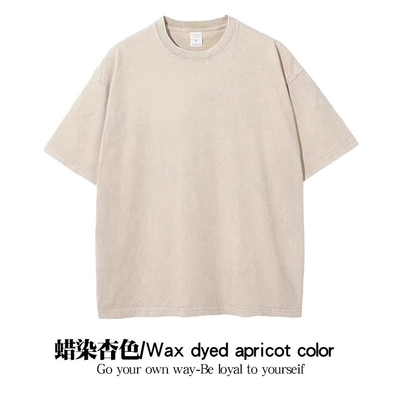 230g lavado retro vieja camiseta venta directa de fábrica código de belleza transfronterizo camiseta de hombro caído de algodón de manga corta