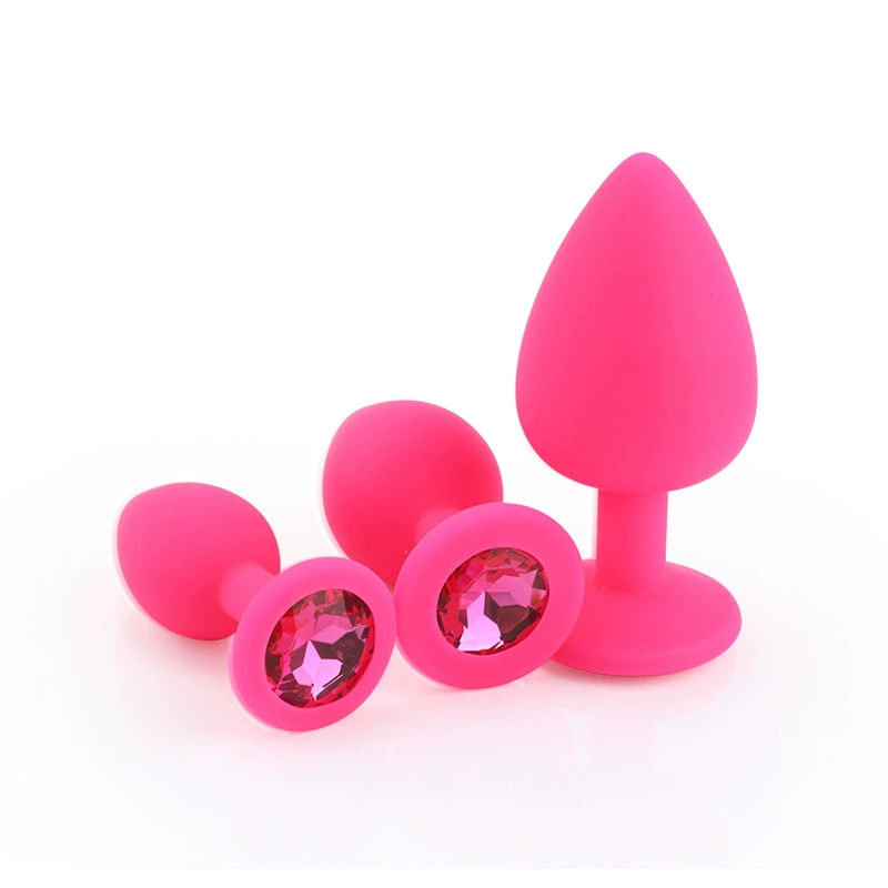 Anal plug silicone, small–large sizes, jeweled base, multiple packaging options