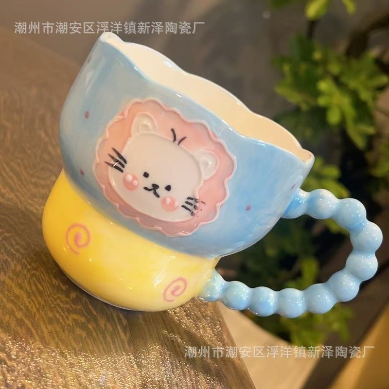 设计师浮雕早餐燕麦牛奶杯陶瓷高颜值手工可微波炉大容量葫芦杯|undefined