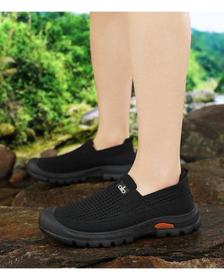 Giày nam lưới thoáng khí chân bè đế mềm chống trượt, kiểu giày lười cổ thấp — Màu nâu cà phê, màu xám, màu đen chi tiết 23