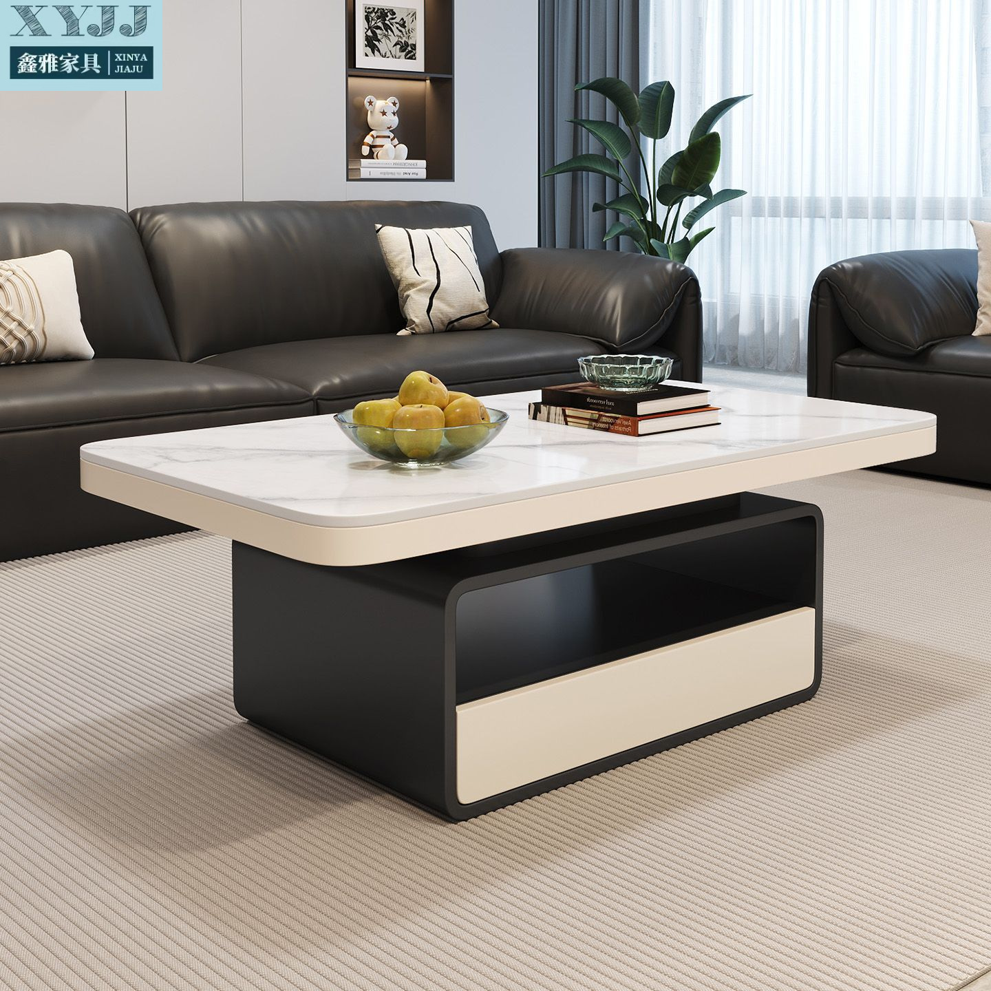 Casual Modern Rectangular Slate Coffee Table Living Room Small Apartment Household Internet Celebrity High-End Tea Table 2025 New Style