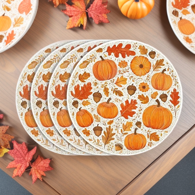 Temu Amazon's Best-Selling Single-Piece Autumn-Themed Table Mat, Warm Hand-Painted Autumn Placemat Made of Polyester Material