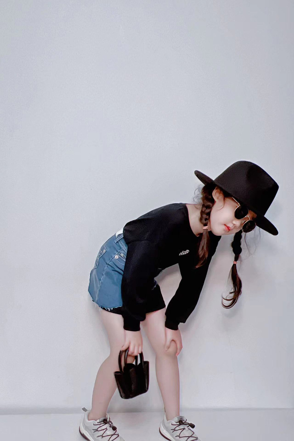Fashion Style Wide Eaves Rim Children Unisex Fashion Solid Color Wide Eaves Felt Hat