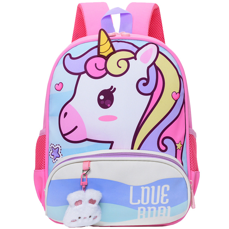 Bolsos lindos para niñas unicornio de dibujos animados mochila transpirable para niños de jardín de infantes, mochila ligera