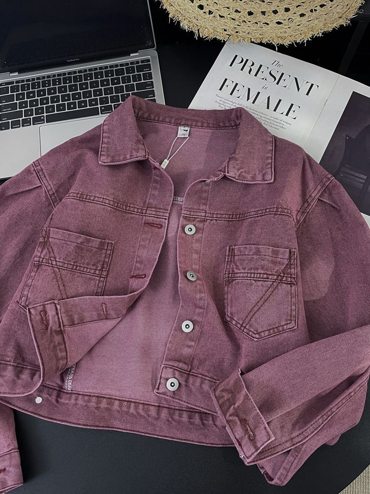 2025牛仔外套女粉色秋季韩版新款百搭宽松小个子夹克短款上衣服潮