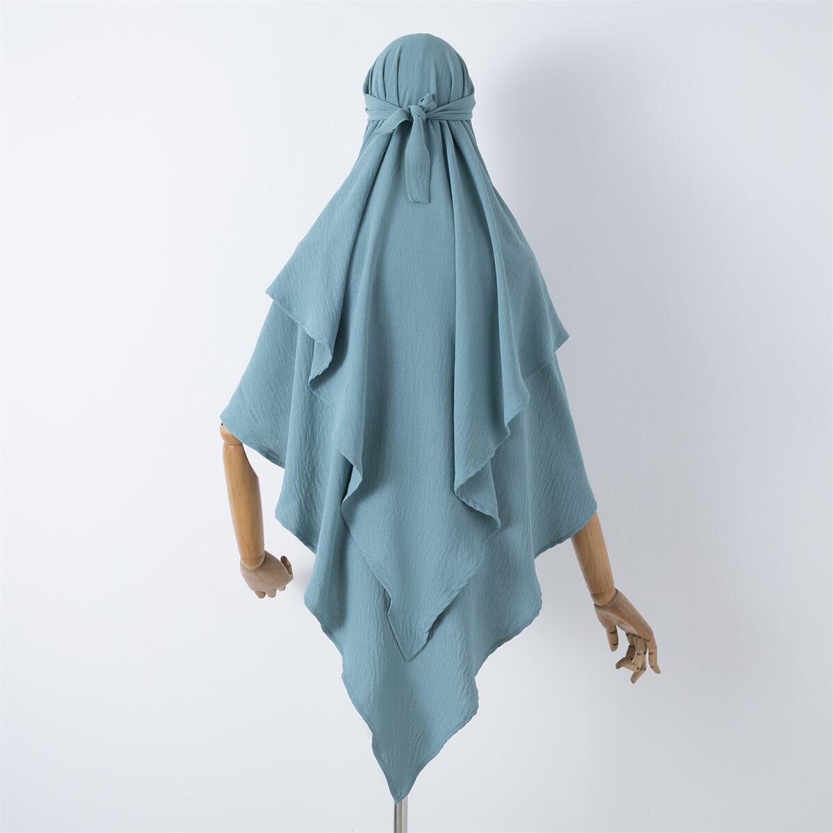 Damenbekleidung einfarbige Spitze Muslim Doppelschicht Kopftuch_voghion.com