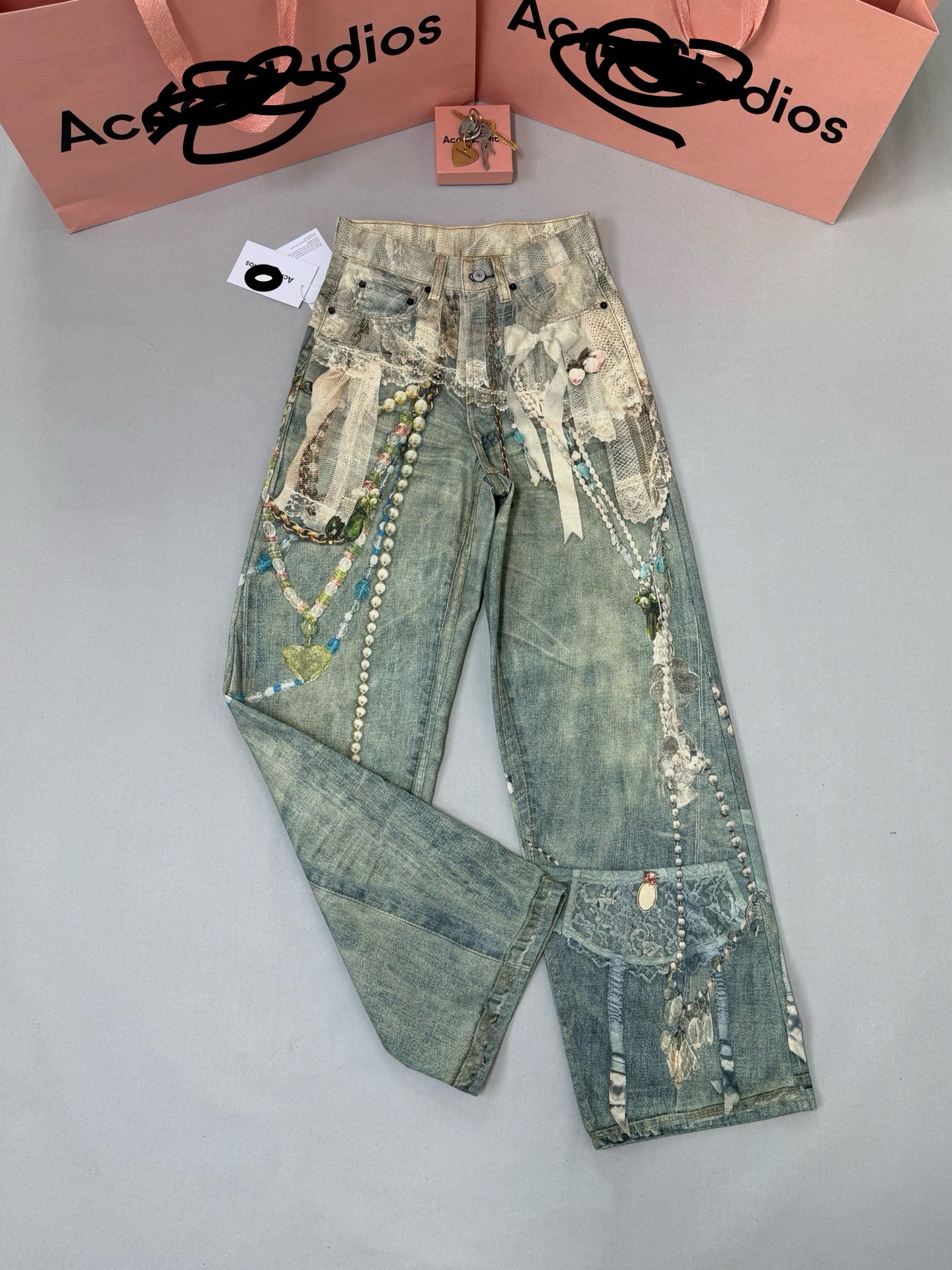 Jeans de Pierna Recta para Hombre Alto, de Tiro Alto, Algodón Lavado y Estampados, Corte Holgado
