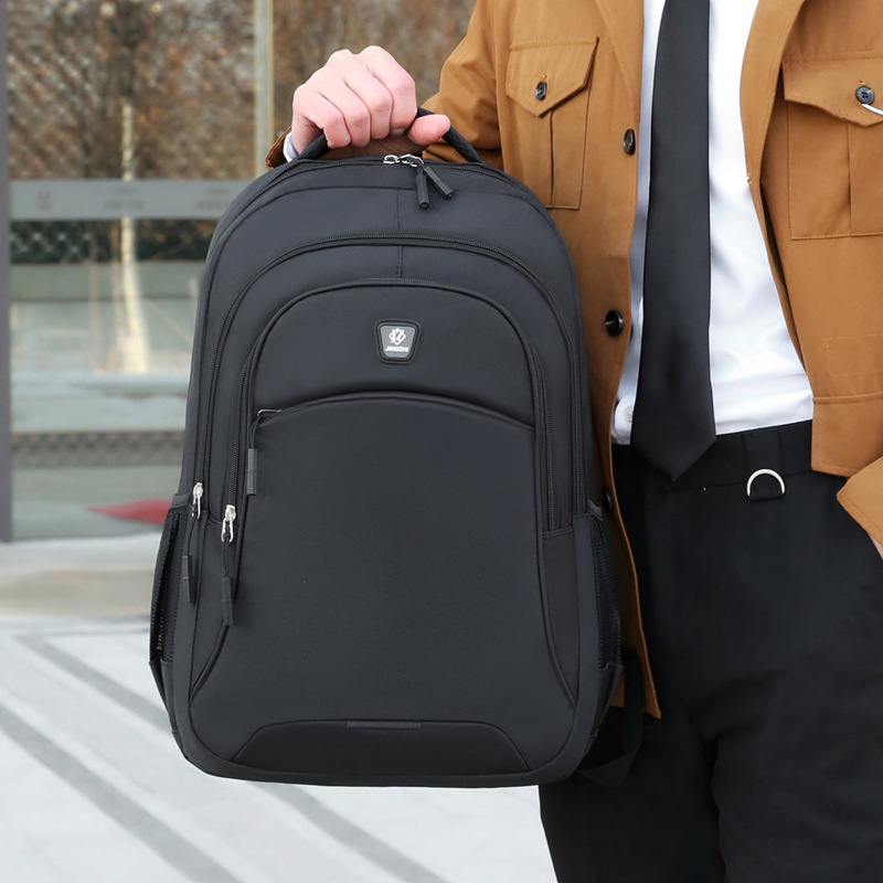 Men's business trip, computer backpack, black Oxford cloth splash proof high school student backpack_voghion.com