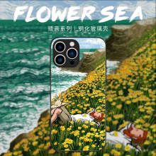 花海梵高适用苹果13手机壳12pro新款14promax油画11/xr创意x/7/8p