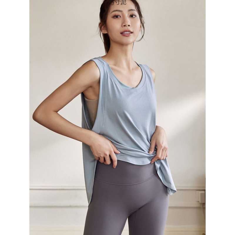 ベスト女性のルーズヒップカバーヨガ dcw スポーツトップ tシャツ夏薄いトレーニングフィットネスノースリーブブラウス卸売|undefined