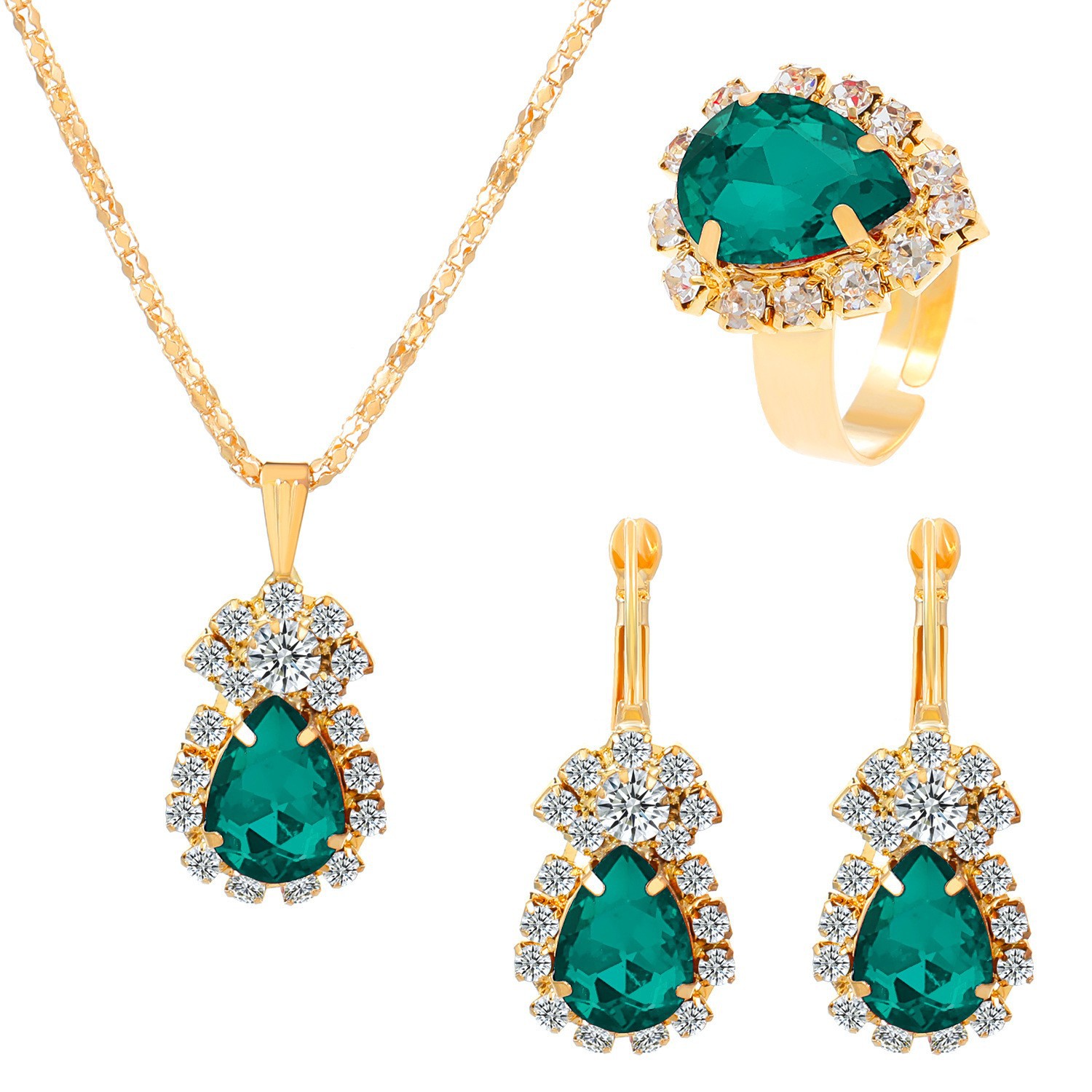 20g Weight Rhinestones Inlay Material Jewelry Set Classification Jewelry Set Quantity Daily Occasion Alloy Material Rectangle Pattern All Seasons Season Women's Gender Plating, Inlay Design Simple Style, Shiny Style Simple Style Shiny Rectangle Alloy Plating Inlay Rhinestones Women's Jewelry Set 9