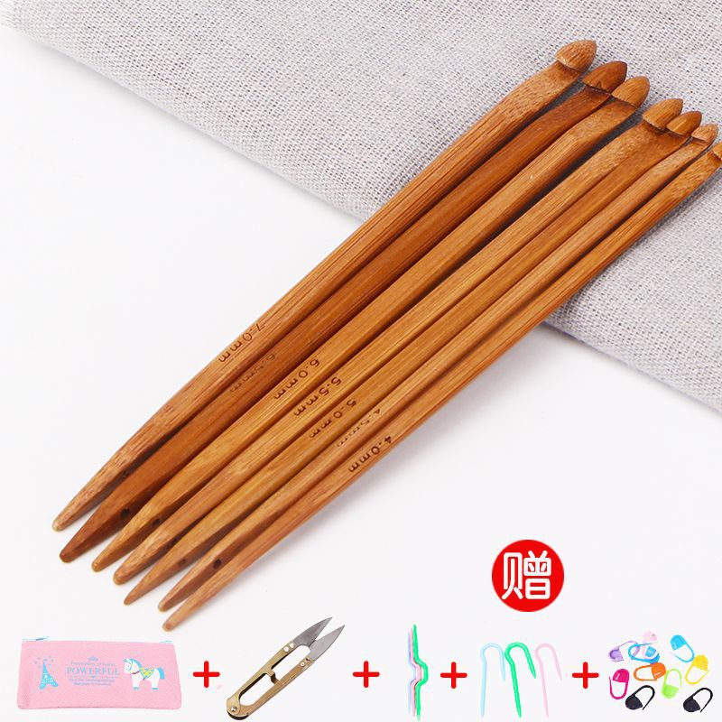 Traje de herramienta de ganchillo tejido a mano aguja de palo de lana marca de aguja hebilla aguja de giro con bolsa de almacenamiento aguja de gancho de aluminio