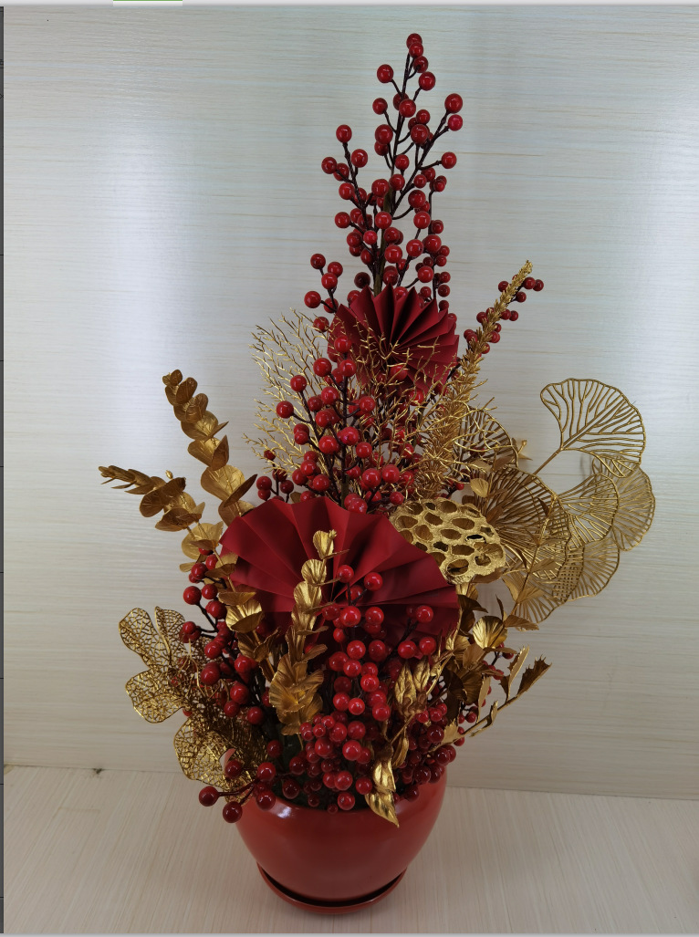 吉祥仿真花发财果盘 (3)