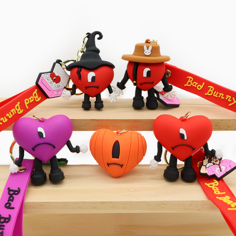 European and American bad Rabbit keychain bad bunny doll cartoon love charm bag pendant diy accessories