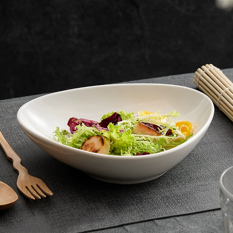 High -value salad bowl Japanese -style alien light bowl home cool dish cold noodle bowl Creative ceramic scrub triangular fruit bowl