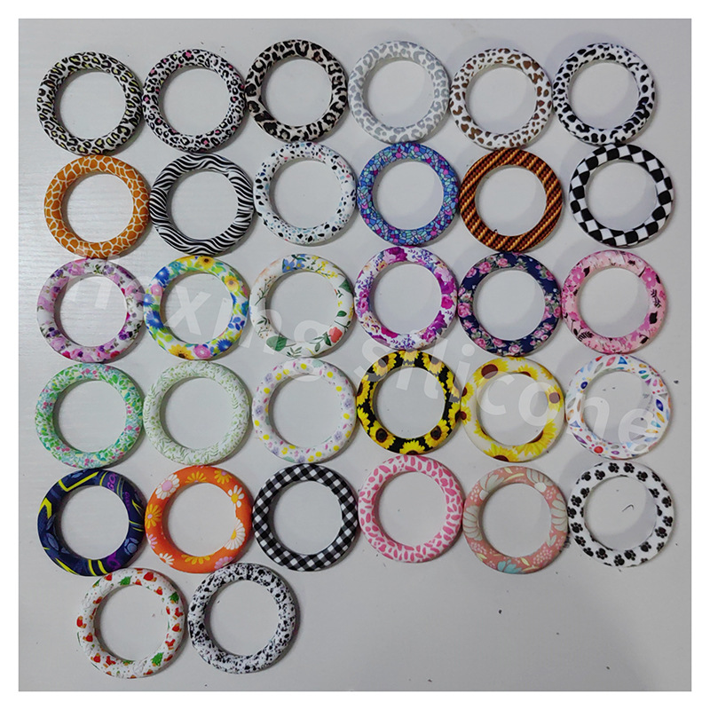 新しい 65 ミリメートルシリコーンリング花水転写ビーズジュエリー diy キーホルダーアクセサリーシリコーンサークル卸売
