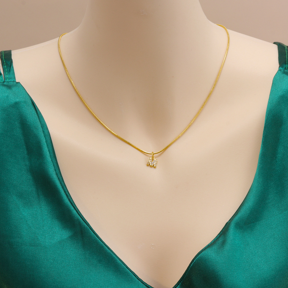 Fashion Letter Titanium Steel Plating Zircon Pendant Necklace 1 Piece