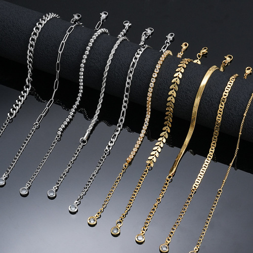 Direct selling 304 stainless steel plated with real gold, colorfast 5-piece bracelet set, fashionable light luxury, high-end jewelry