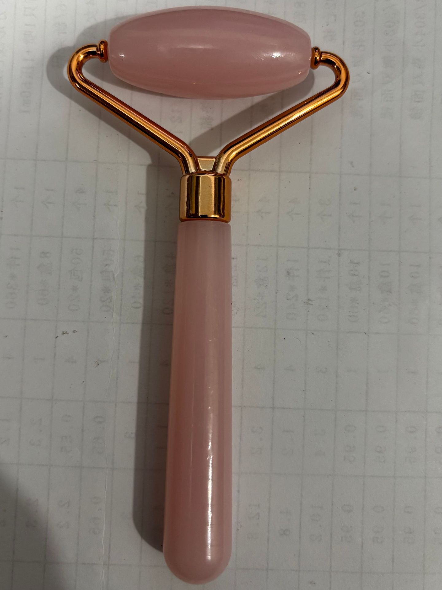 masajeador de rodillos de cristal de polvo en forma de corazón, masajeador de rodillos de doble cabeza, placa de belleza facial de cristal rosa