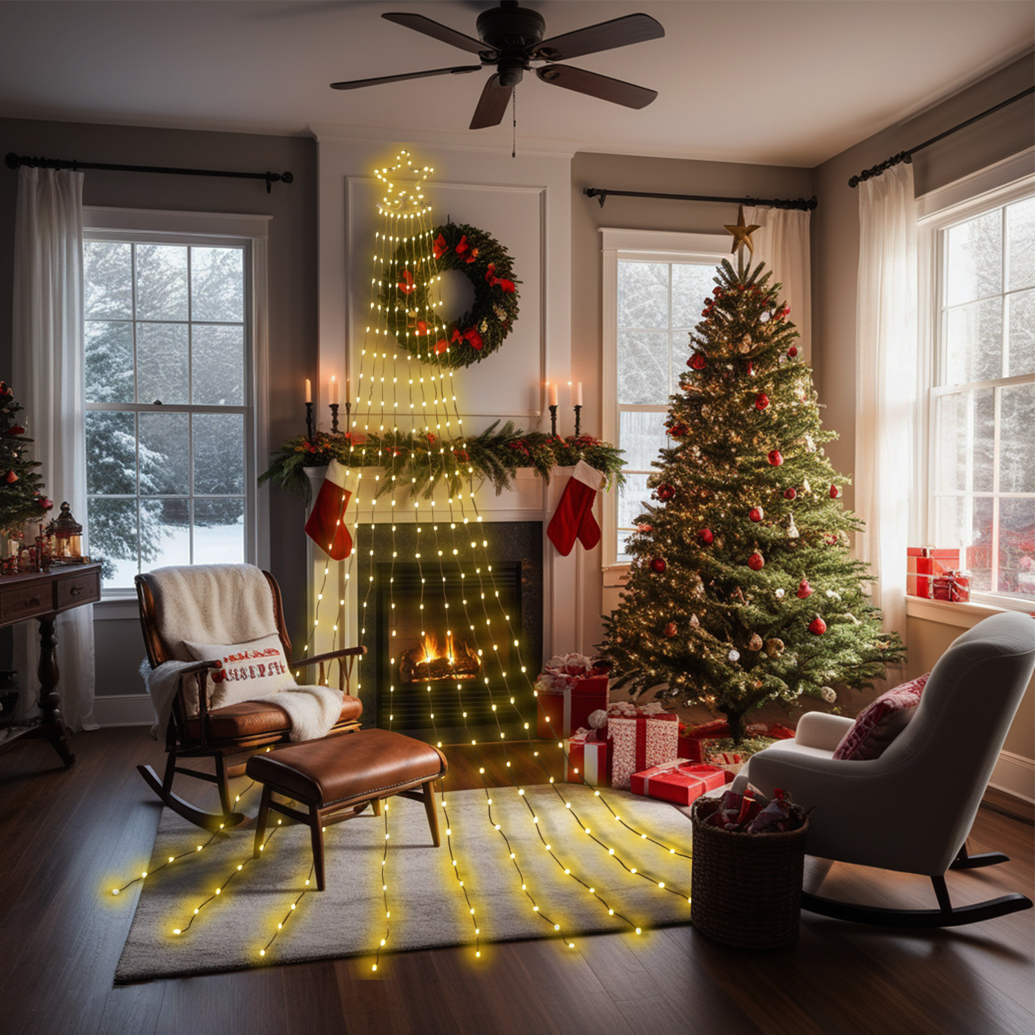 Nuevas cadenas de luz de Navidad LED estrella de lámpara de cascada decoración interior cadenas de luces de atmósfera al aire libre luces de fiesta