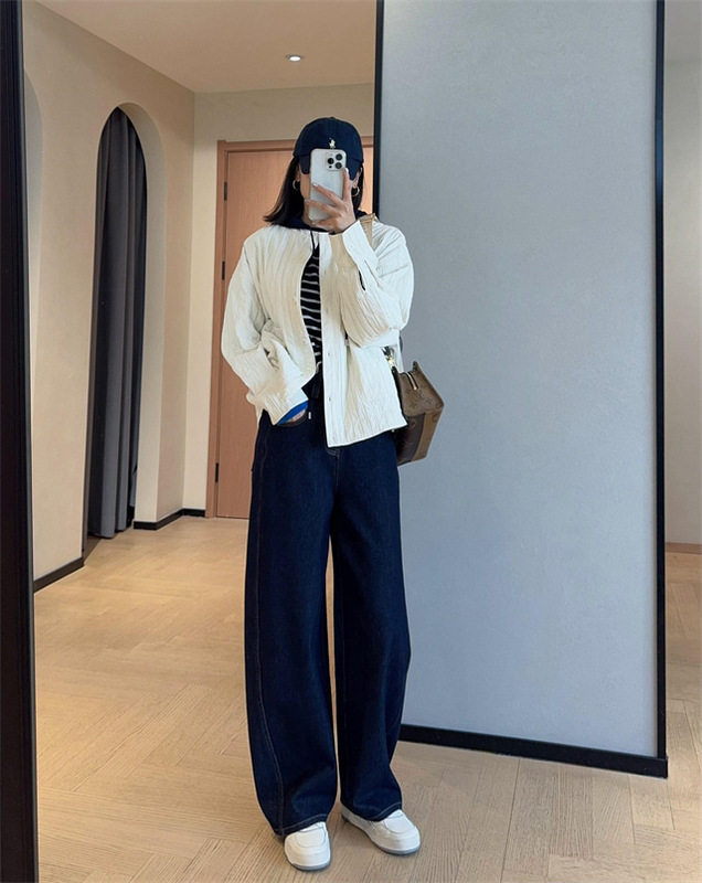 修饰腿型柔软舒适有筋骨高腰显瘦休闲弯刀牛仔裤女2025秋G091306|undefined