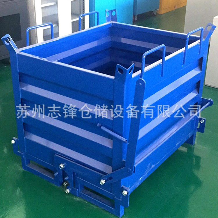 重型铁屑车带叉车装置废料车手拉杆式垃圾车铁皮周转箱底部倒料