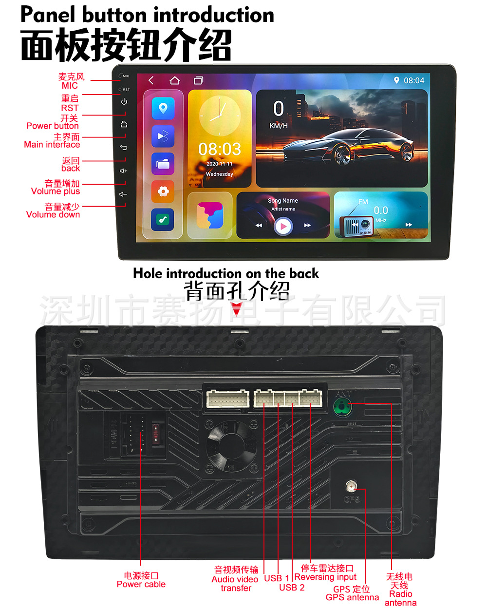 7inch / 9inch / 10inch Car Central Control Display Wireless Bluetooth 4K High-Definition Screen Android Gps Navigation Integrated