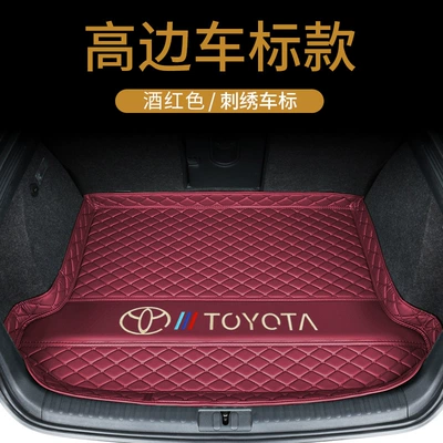 Trunk Mat, Specially Used for Toyota - high-side-bottom-pad-embroidered-gold-label-wine-red-default-item