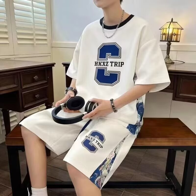Teenagers Short-Sleeved T-Shirts, Male Junior High School and High School Student Sports Suits, Handsome Summer Clothes, Trendy Clothes for Older Children Teenagers Short-Sleeved T-Shirts, Male Junior High School and High School Student Sports Suits, Handsome Summer Clothes, Trendy Clothes for Older Children