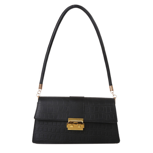 Western-style bags for women, autumn and winter new stone pattern shoulder bags, Korean style trendy fashion simple lock armpit bags for women
