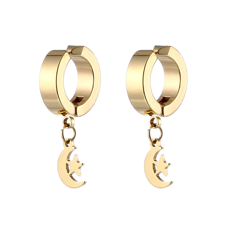 Star Pattern 1 Pair Vintage Style Star Plating Stainless Steel Drop Earrings