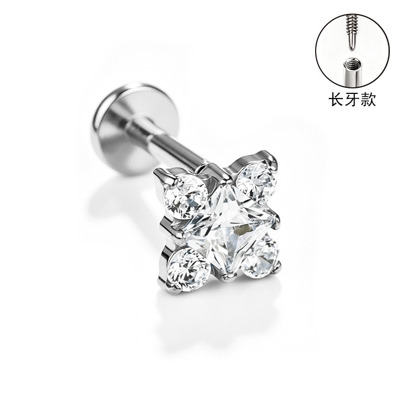 Pointed labret stud close-up product detail