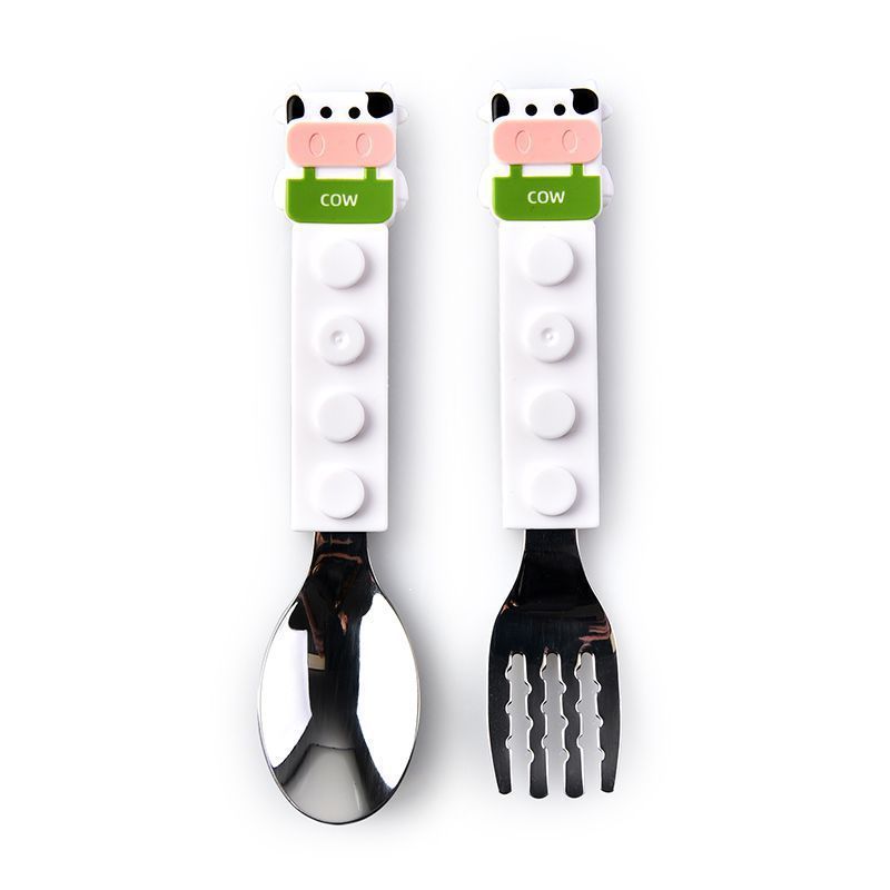 Animal encantador portátil para llevar estudiantes cucharas de comidas dormitorios escolares cucharas de cubierta de cubierta set