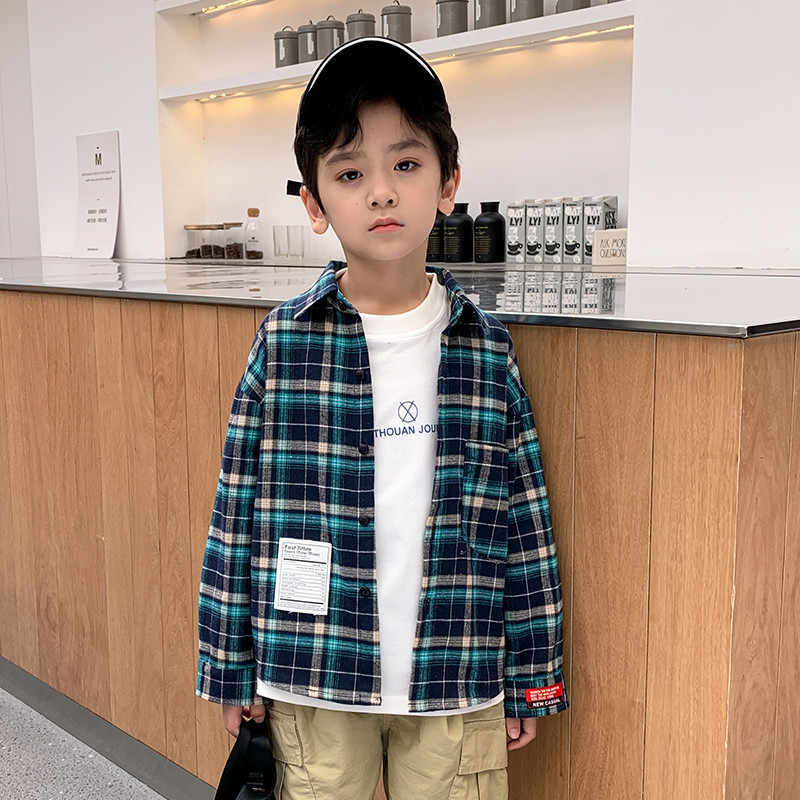 Children's clothing boys' plaid shirt ch...